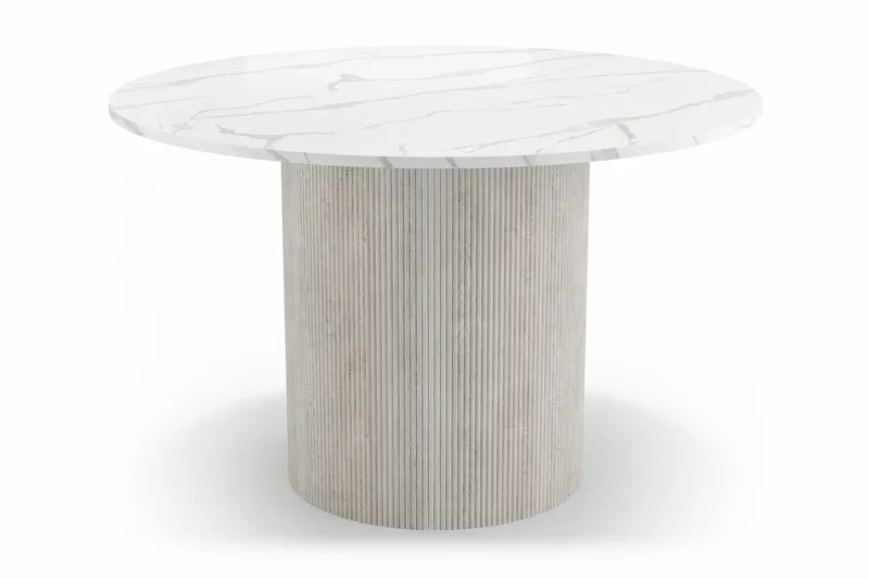 Uppveda Matbord 120 cm Rund Vitt med 4 Reciclar Matstolar - Vit/Greige - Möbler - Bord & matgrupper - Matgrupper