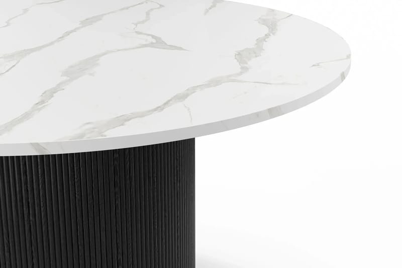 Uppveda Matbord 120 cm Runt Svart med 4 Sawako Greige Stolar - Svart/Vit/Greige - Möbler - Bord & matgrupper - Matgrupper