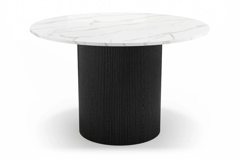 Uppveda Matbord 120 cm Runt Svart med 4 Sawako Greige Stolar - Svart/Vit/Greige - Möbler - Bord & matgrupper - Matgrupper