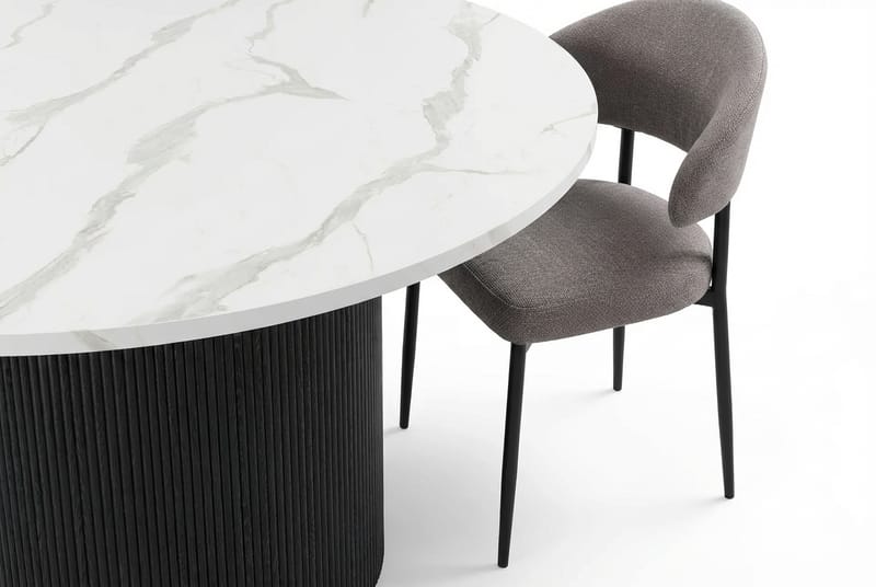 Uppveda Matbord 120 cm Runt Svart med 4 Sawako Greige Stolar - Svart/Vit/Greige - Möbler - Bord & matgrupper - Matgrupper