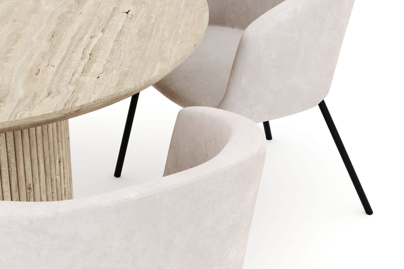 Uppveda Matbord Runt 120 cm med 4 Berit Stolar - Beige - Möbler - Bord & matgrupper - Matgrupper