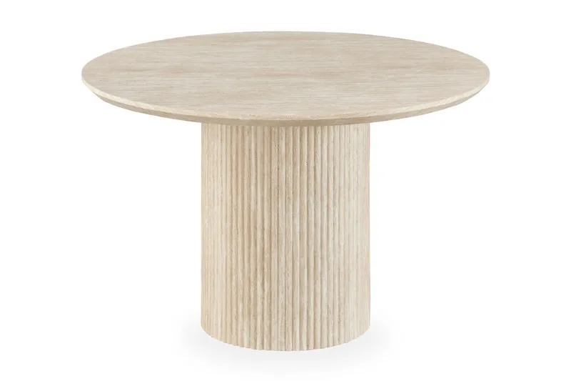 Uppveda Matbord Runt 120 cm med 4 Sawako Stolar - Beige - Möbler - Bord & matgrupper - Matgrupper
