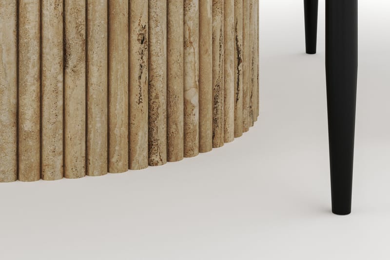 Uppveda Matbord Runt 120 cm med 4 Sawako Stolar - Beige - Möbler - Bord & matgrupper - Matgrupper