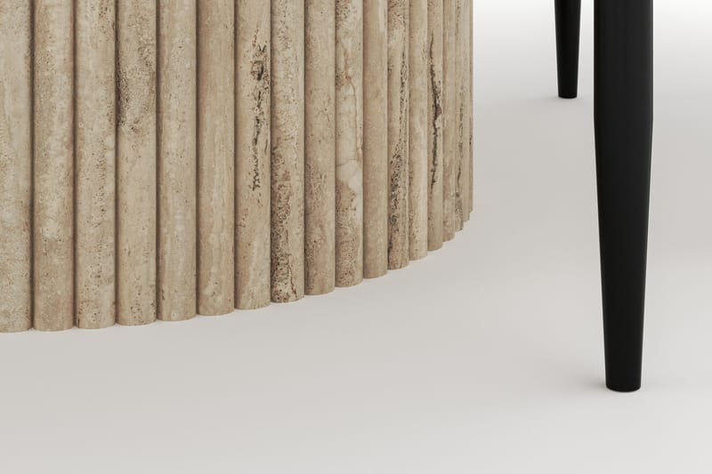 Uppveda Matbord Runt 120 cm med 4 Sawako Stolar - Beige - Möbler - Bord & matgrupper - Matgrupper