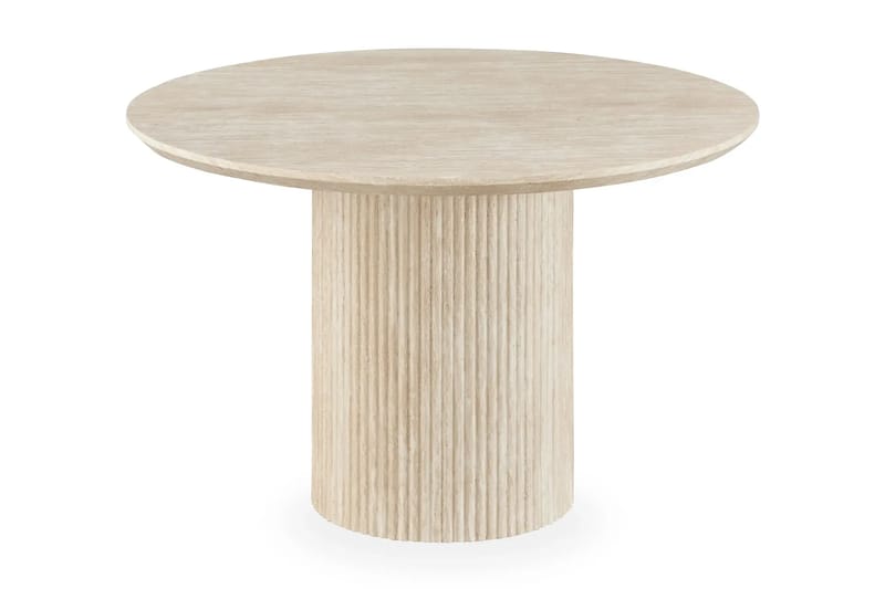 Uppveda Matbord Runt 120 cm Travertin med 4 Reciclar Matstolar - Travertin/Greige - Möbler - Bord & matgrupper - Matgrupper