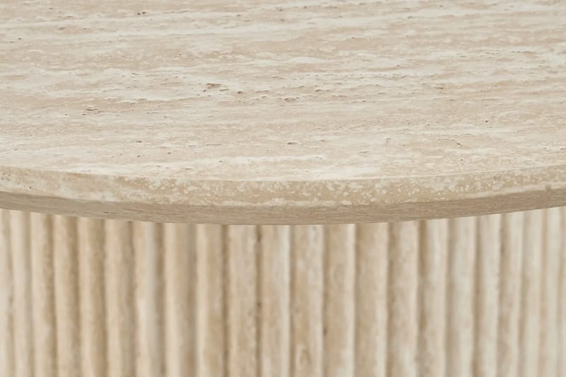 Uppveda Matbord Runt 120 cm Travertin med 4 Reciclar Matstolar - Travertin/Greige - Möbler - Bord & matgrupper - Matgrupper