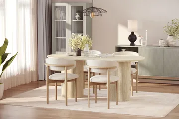 Uppveda Matbord Travetin utseende med 4 st Jaiveer Matstolar - Beige - Möbler - Bord & matgrupper - Matgrupper