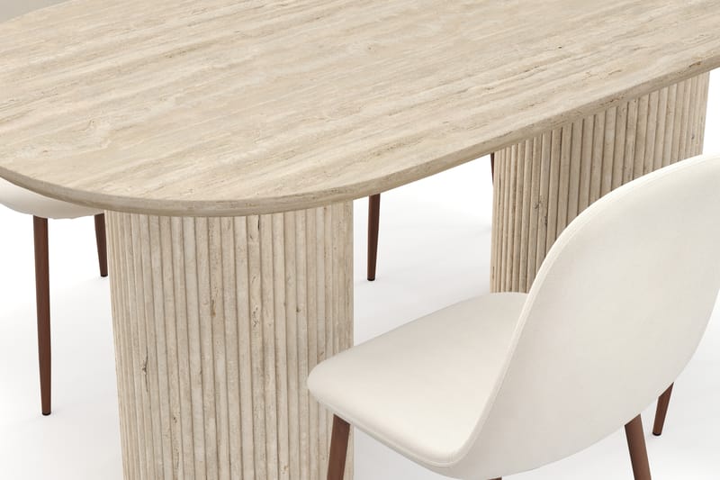 Uppveda Matbord Travetin utseende med 4 st Nibe Matstolar - Beige - Möbler - Bord & matgrupper - Matgrupper
