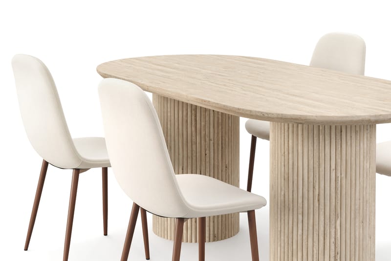 Uppveda Matbord Travetin utseende med 4 st Nibe Matstolar - Beige - Möbler - Bord & matgrupper - Matgrupper