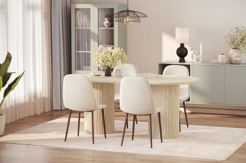 Uppveda Matbord Travetin utseende med 4 st Nibe Matstolar - Beige - Möbler - Bord & matgrupper - Matgrupper