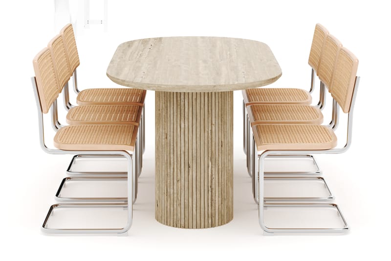 Uppveda Matbord Travetin utseende med 6 st Build Matstolar - Beige - Möbler - Bord & matgrupper - Matgrupper