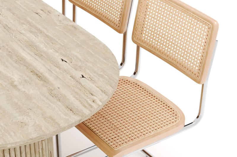 Uppveda Matbord Travetin utseende med 6 st Build Matstolar - Beige - Möbler - Bord & matgrupper - Matgrupper