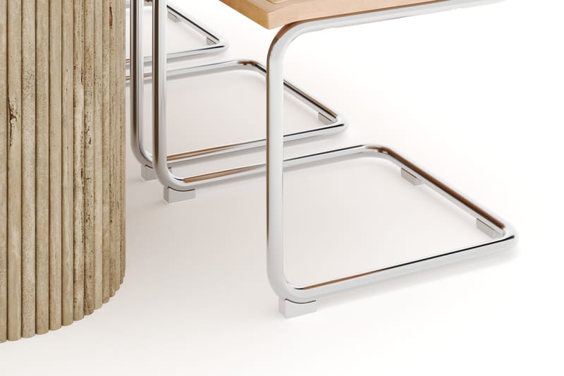Uppveda Matbord Travetin utseende med 6 st Build Matstolar - Beige - Möbler - Bord & matgrupper - Matgrupper