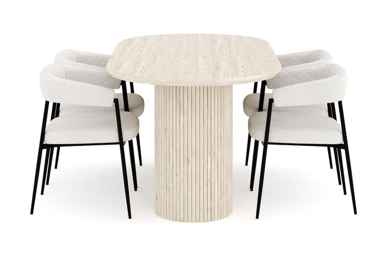 Uppveda Matgrupp 180 cm Oval med 4 Ayana Matstolar - Travetin - Möbler - Bord & matgrupper - Matgrupper