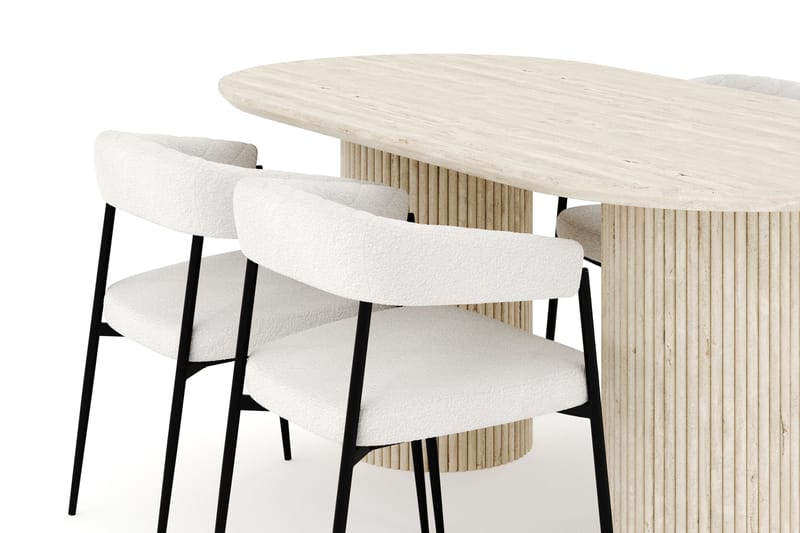 Uppveda Matgrupp 180 cm Oval med 4 Ayana Matstolar - Travetin - Möbler - Bord & matgrupper - Matgrupper