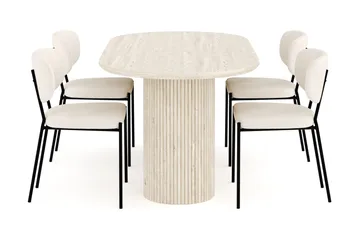 Uppveda Matgrupp 180 cm Oval med 4 Gemmiano Matstolar - Travetin - Möbler - Bord & matgrupper - Matgrupper