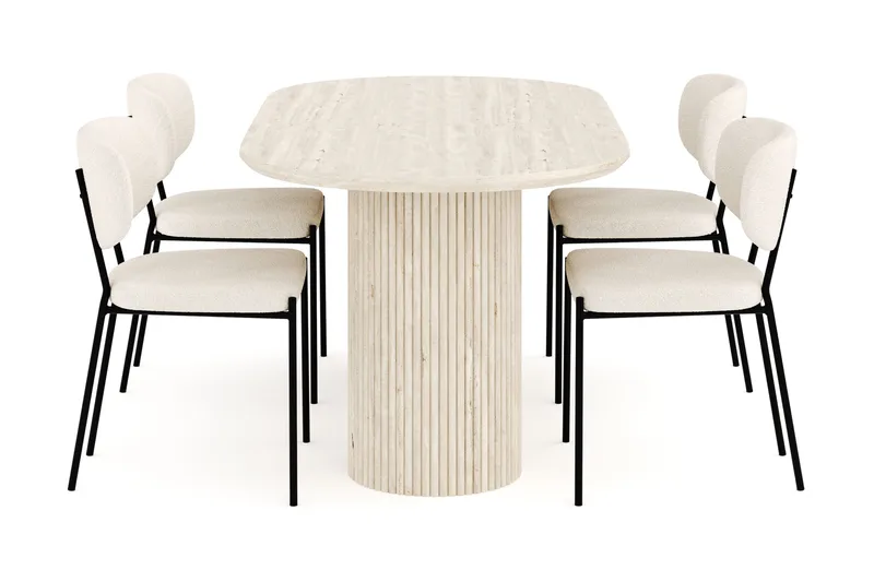 Uppveda Matgrupp 180 cm Oval med 4 Gemmiano Matstolar - Travetin - Möbler - Bord & matgrupper - Matgrupper