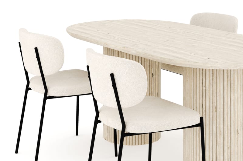 Uppveda Matgrupp 180 cm Oval med 4 Gemmiano Matstolar - Travetin - Möbler - Bord & matgrupper - Matgrupper