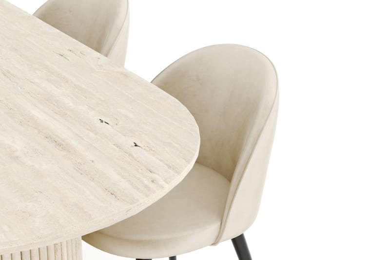 Uppveda Matgrupp 180 cm Oval med 4 Valeri Sammetsstolar - Travetin - Möbler - Bord & matgrupper - Matgrupper
