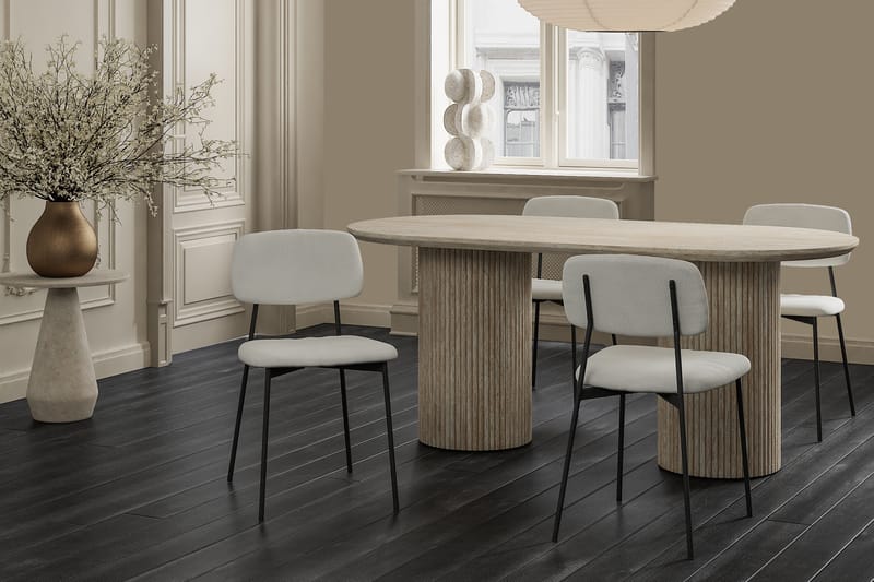 Uppveda Matgrupp 180 cm Oval Travertin med 4 Lowe Matstolar - Travertin - Möbler - Bord & matgrupper - Matgrupper