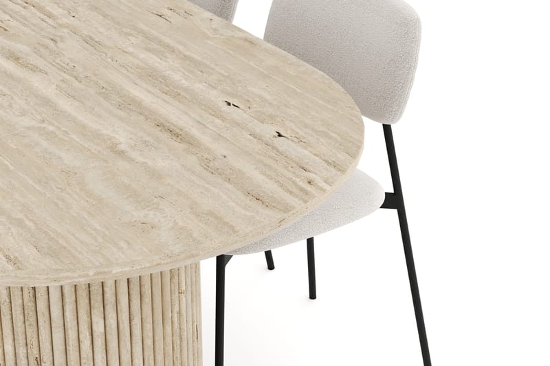 Uppveda Matgrupp 180 cm Oval Travertin med 4 Lowe Matstolar - Travertin - Möbler - Bord & matgrupper - Matgrupper