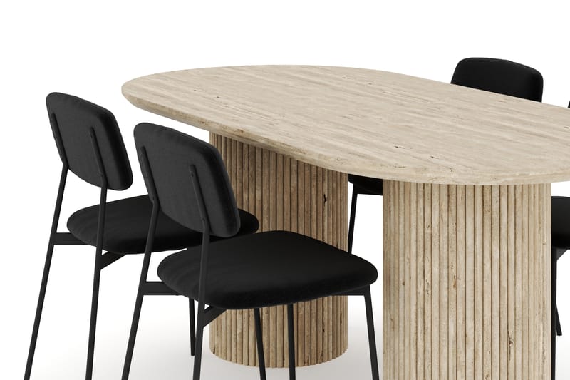 Uppveda Matgrupp 180 cm Oval Travertin med 4 Lowe Matstolar - Travertin - Möbler - Bord & matgrupper - Matgrupper