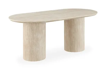 Uppveda Matgrupp 180 cm Oval Travertin med 4 Reciclar Matstolar - Travertin/Greige - Möbler - Bord & matgrupper - Matgrupper