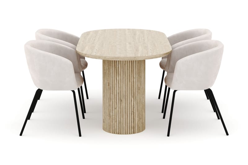 Uppveda Ovalt Matbord 180x90 cm med 4 Berit Stolar - Beige - Möbler - Bord & matgrupper - Matgrupper