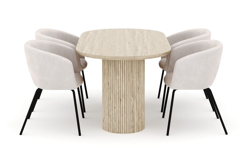 Uppveda Ovalt Matbord 180x90 cm med 4 Berit Stolar - Beige - Möbler - Bord & matgrupper - Matgrupper