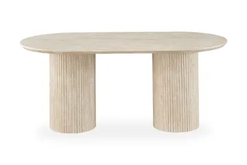 Uppveda Ovalt Matbord 180x90 cm med 4 Sawako Greige Stolar - Travertin/Greige - Möbler - Bord & matgrupper - Matgrupper