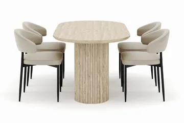 Uppveda Ovalt Matbord 180x90 cm med 4 Sawako Stolar - Beige - Möbler - Bord & matgrupper - Matgrupper