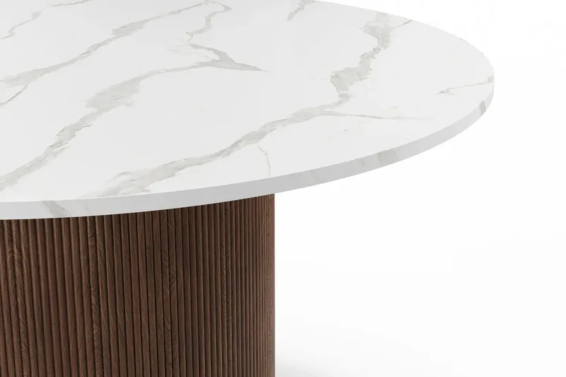 Uppveda Runt Matbord 120 cm med 4 Reciclar Matstolar - Vit/Brun/Greige - Möbler - Bord & matgrupper - Matgrupper