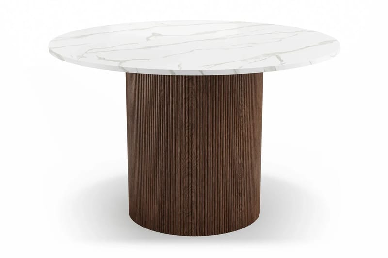 Uppveda Runt Matbord 120 cm med 4 Reciclar Matstolar - Vit/Brun/Greige - Möbler - Bord & matgrupper - Matgrupper