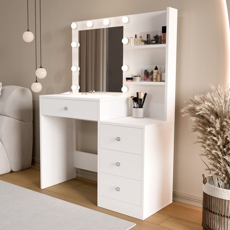 Uvero Sminkbord 69,4x135x40 cm - Vit - Möbler - Bord & matgrupper - Sminkbord & toalettbord