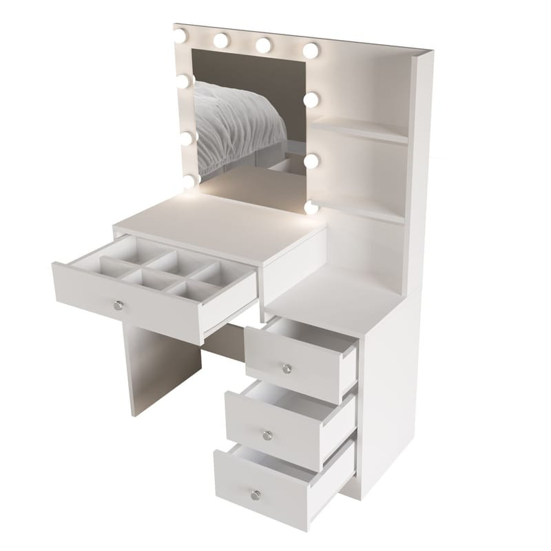 Uvero Sminkbord 69,4x135x40 cm - Vit - Möbler - Bord & matgrupper - Sminkbord & toalettbord