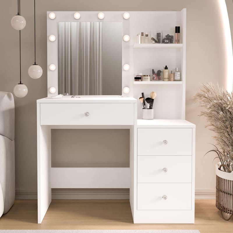 Uvero Sminkbord 69,4x135x40 cm - Vit - Möbler - Bord & matgrupper - Sminkbord & toalettbord