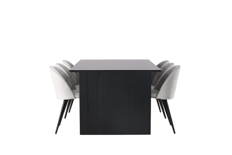 Vail Matbord 200 cm med 6 Velvet Köksstol Sammet - Möbler - Bord & matgrupper - Matgrupper