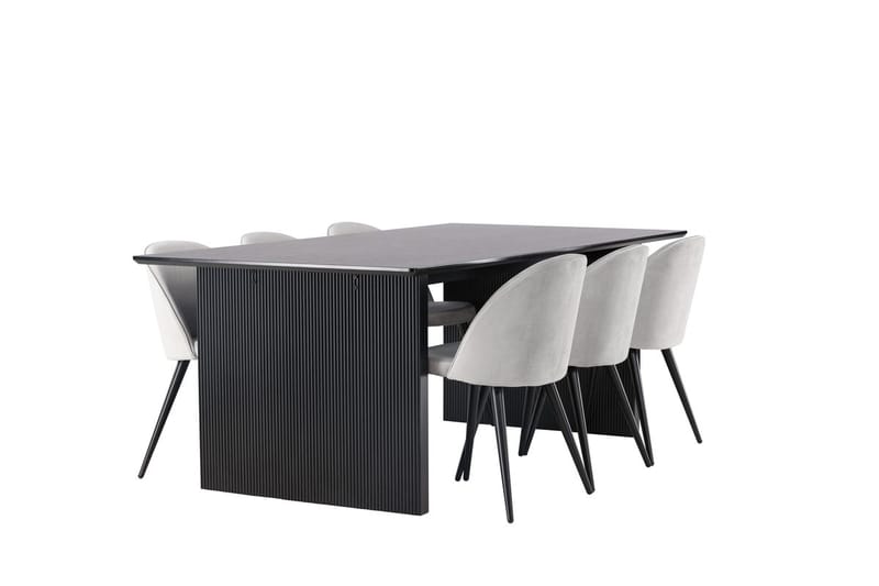 Vail Matbord 200 cm med 6 Velvet Köksstol Sammet - Möbler - Bord & matgrupper - Matgrupper