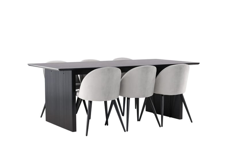 Vail Matbord 200 cm med 6 Velvet Köksstol Sammet - Möbler - Bord & matgrupper - Matgrupper