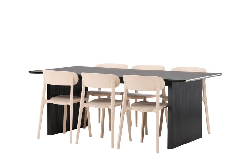 Vail Matgrupp 200 cm Rektangulär med 6 Åstol stolar - Svart - Möbler - Bord & matgrupper - Matgrupper
