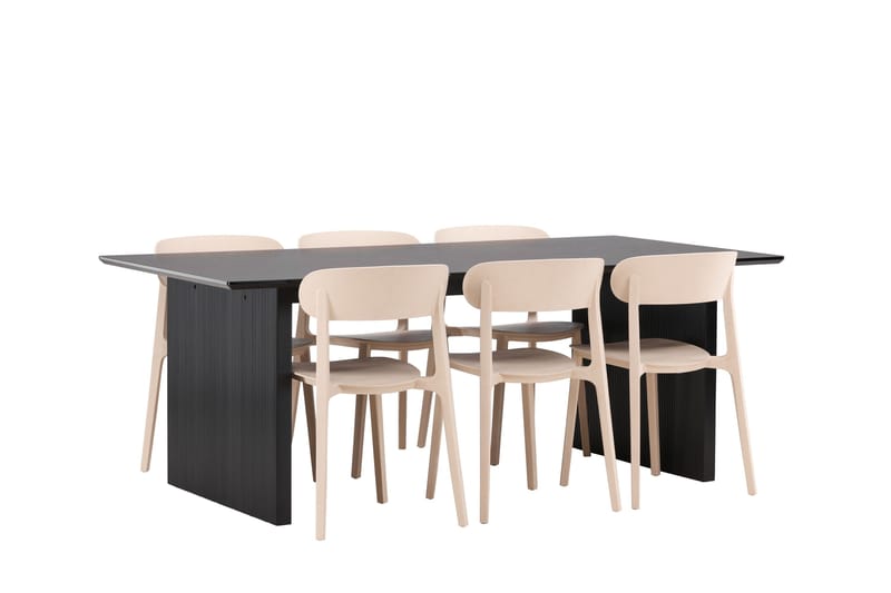 Vail Matgrupp 200 cm Rektangulär med 6 Åstol stolar - Svart - Möbler - Bord & matgrupper - Matgrupper
