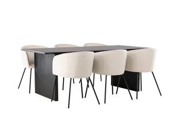 Vail Matgrupp 200 cm Rektangulär med 6 Berit stolar - Beige - Möbler - Bord & matgrupper - Matgrupper