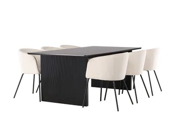 Vail Matgrupp 200 cm Rektangulär med 6 Berit stolar - Beige - Möbler - Bord & matgrupper - Matgrupper