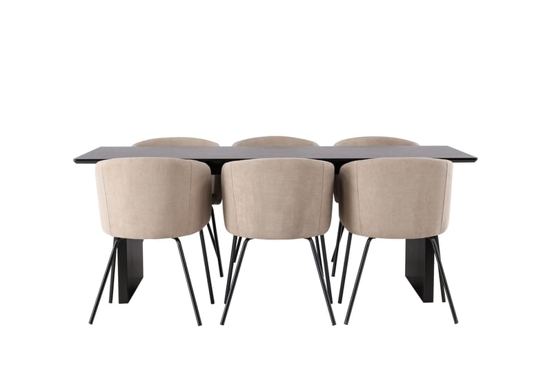 Vail Matgrupp 200 cm Rektangulär med 6 Berit stolar - Beige - Möbler - Bord & matgrupper - Matgrupper