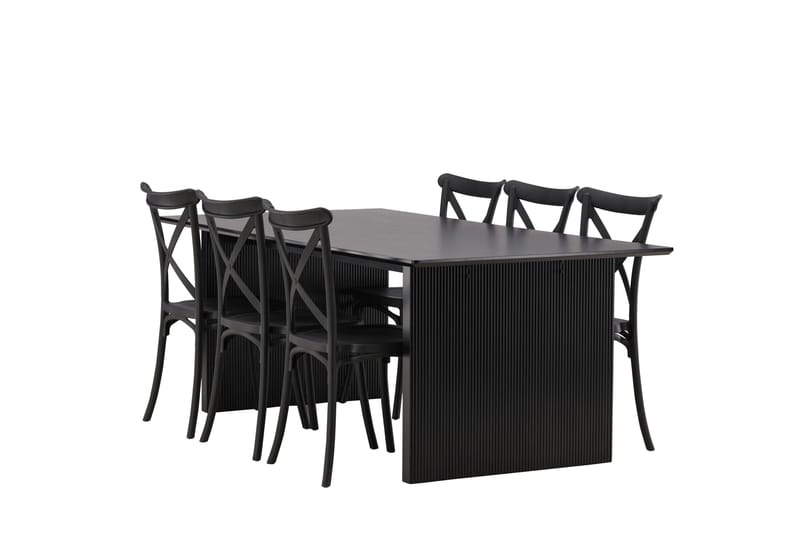 Vail Matgrupp 200 cm Rektangulär med 6 Crosett stolar - Svart - Möbler - Bord & matgrupper - Matgrupper