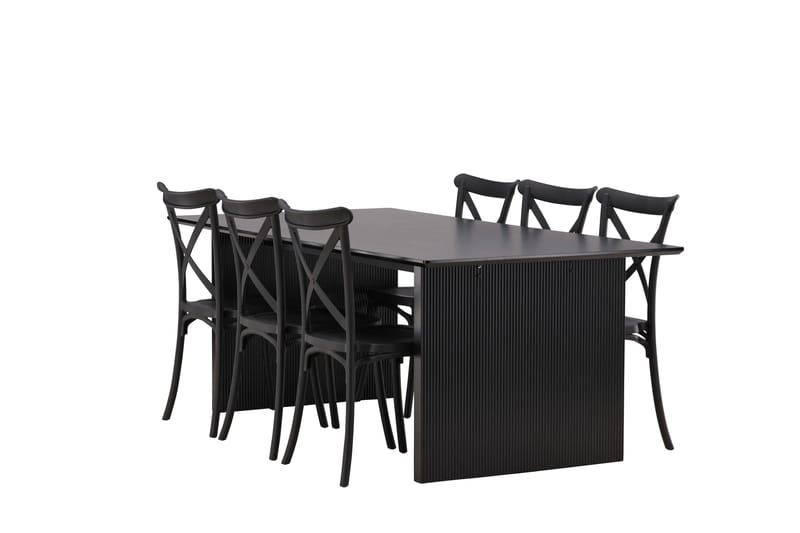 Vail Matgrupp 200 cm Rektangulär med 6 Crosett stolar - Svart - Möbler - Bord & matgrupper - Matgrupper