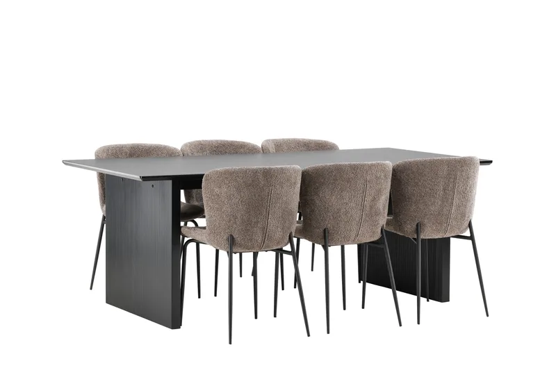 Vail Matgrupp 200 cm Rektangulär med 6 Modesto stolar - Svart - Möbler - Bord & matgrupper - Matgrupper