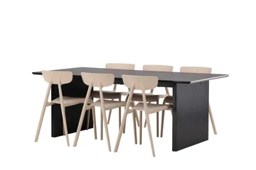 Vail Matgrupp 200 cm Rektangulär med 6 Ursholmen stolar - Beige - Möbler - Bord & matgrupper - Matgrupper