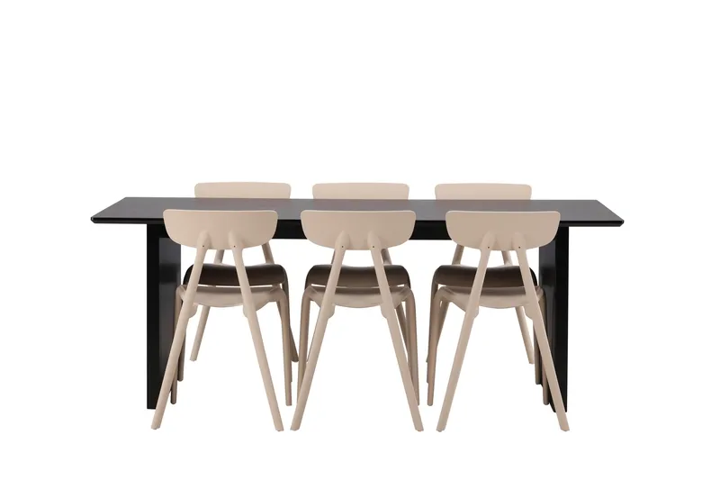 Vail Matgrupp 200 cm Rektangulär med 6 Ursholmen stolar, Beige