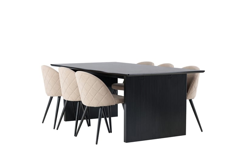 Vail Matgrupp 200 cm Rektangulär med 6 Velvet stolar - Beige - Möbler - Bord & matgrupper - Matgrupper